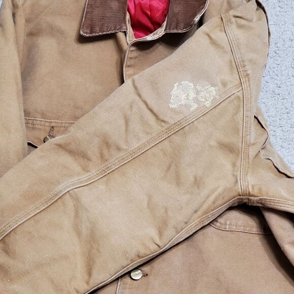 Carhartt Mens Sz 44T 6QCLT Red Quilt Lined Chore Barn Jacket Duck Brown USA - Picture 11 of 11